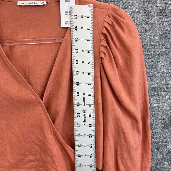 Abercrombie & Fitch Women's Blouse Tie Front Size X-small Caramel - Picture 8 of 11